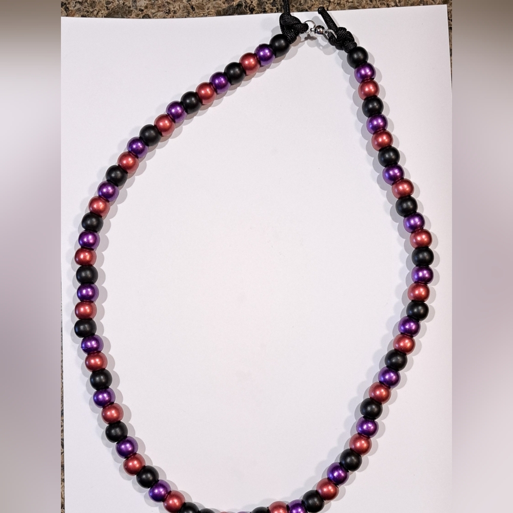 Bold Black, Red, and Purple Beaded Necklace-Part of the B4BB collection